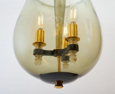 Veronese Murano Blown Glass Urn Shaped Three Light Pendant France 1950s