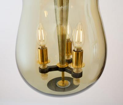 Veronese Murano Blown Glass Urn Shaped Three Light Pendant France 1950s