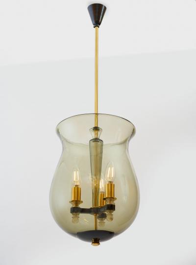 Veronese Murano Blown Glass Urn Shaped Three Light Pendant France 1950s