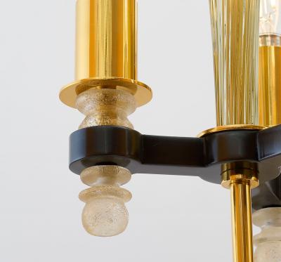 Veronese Murano Blown Glass Urn Shaped Three Light Pendant France 1950s