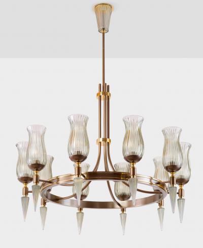 Veronese Ten Branch Mid Century French Chandelier by Leleu for Veronese