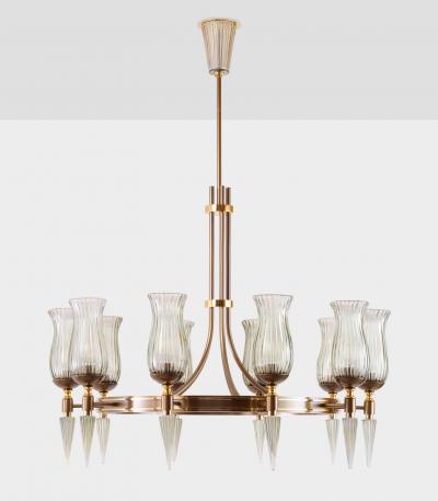 Veronese Ten Branch Mid Century French Chandelier by Leleu for Veronese