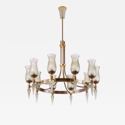 Veronese Ten Branch Mid Century French Chandelier by Leleu for Veronese