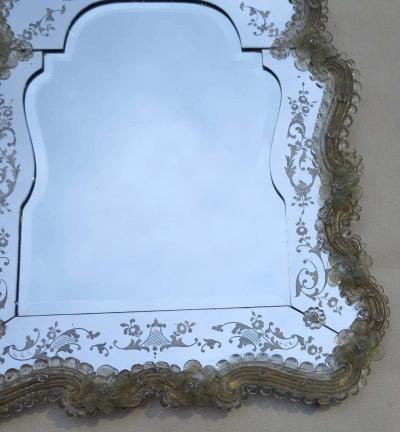 Veronese Veronese Crest Mirror with a Beveled Mirror in the Center