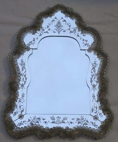 Veronese Veronese Crest Mirror with a Beveled Mirror in the Center