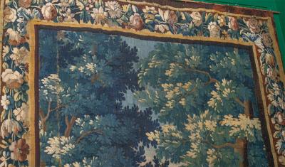 Vertical 18th Century Flemish Verdure Tapestry