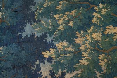 Vertical 18th Century Flemish Verdure Tapestry