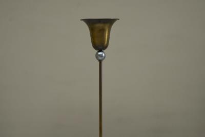 Very Elegant Art Deco Floor Lamp in Patinated Brass and Nickel Plated Brass 1930