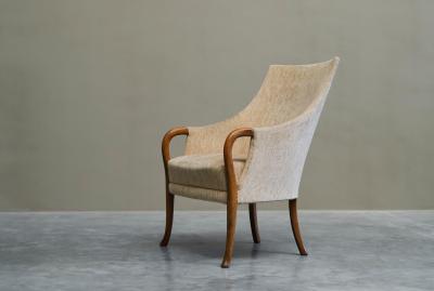 Very Elegant Mid Century Armchair in Wool and Beech Europe 1950s