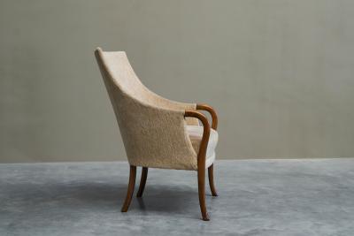 Very Elegant Mid Century Armchair in Wool and Beech Europe 1950s