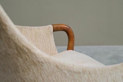 Very Elegant Mid Century Armchair in Wool and Beech Europe 1950s