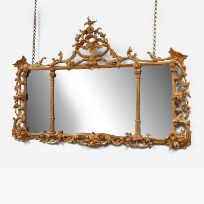 Very Fine Chippendale Carved Giltwood Overmantle Mirror