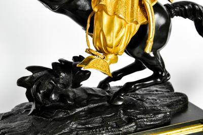 Very Fine Early 18th Century French Bronze Mantel Clock Set