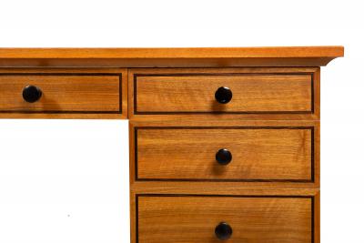 Very Fine English Walnut and Ebony Pedestal Desk by David Linley