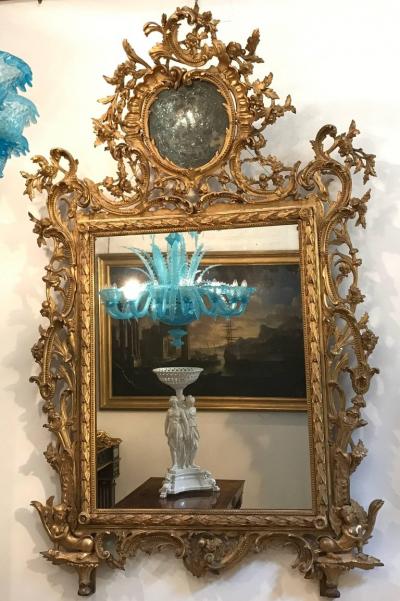 Very Fine Italian 18th Century Carved and Giltwood Mirror
