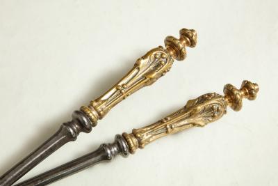 Very Fine Set of Bronze Handled Fire Tools