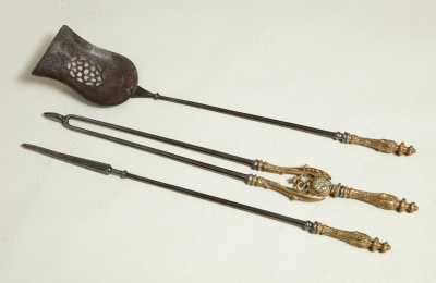 Very Fine Set of Bronze Handled Fire Tools