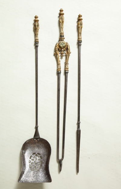 Very Fine Set of Bronze Handled Fire Tools