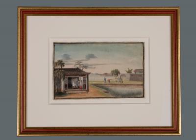 Very Fine Set of Eight Chinese Watercolors of the Production of Silk