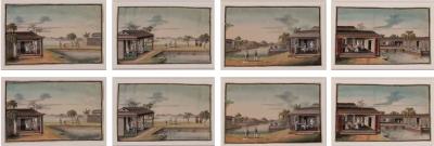 Very Fine Set of Eight Chinese Watercolors of the Production of Silk