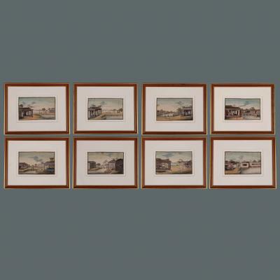 Very Fine Set of Eight Chinese Watercolors of the Production of Silk