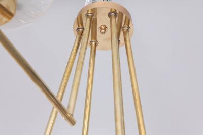 Very Huge and Elegant Brass and Opaline Glass Chandelier