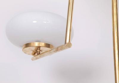 Very Huge and Elegant Brass and Opaline Glass Chandelier
