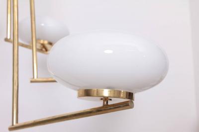 Very Huge and Elegant Brass and Opaline Glass Chandelier