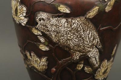 Very Large 19th Century Japanese Bronze Cloisonn Vase