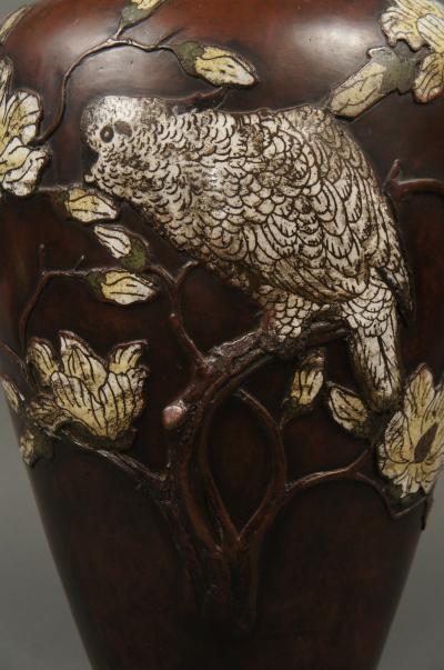 Very Large 19th Century Japanese Bronze Cloisonn Vase