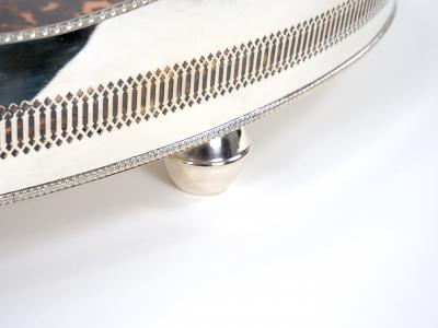 Very Large English Sheffield Footed Silver Plate High border Serving Tray