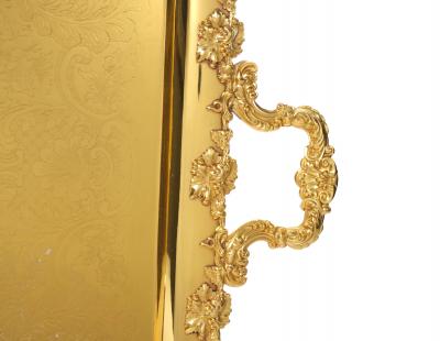 Very Large Gilt English Silver Plate Serving Tray in the Georgian Style