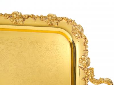 Very Large Gilt English Silver Plate Serving Tray in the Georgian Style