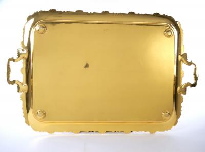 Very Large Gilt English Silver Plate Serving Tray in the Georgian Style