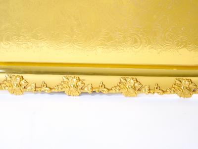 Very Large Gilt English Silver Plate Serving Tray in the Georgian Style