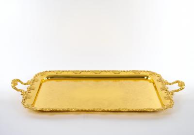 Very Large Gilt English Silver Plate Serving Tray in the Georgian Style