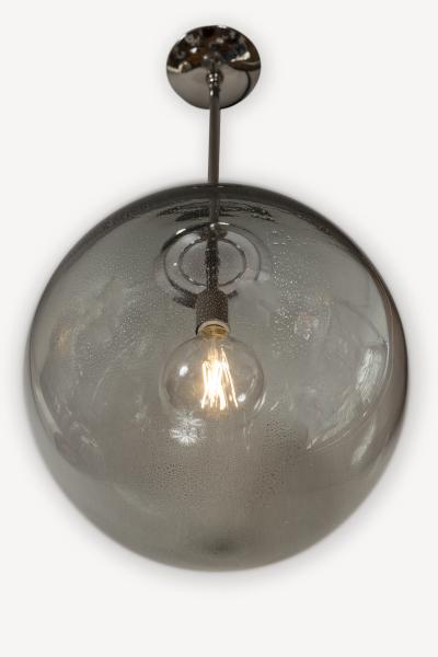 Very Large Italian Murano Glass Blown Grey Globe Chandelier or Pendant