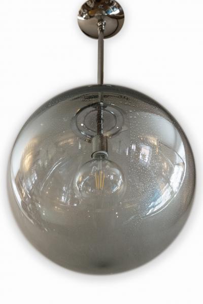 Very Large Italian Murano Glass Blown Grey Globe Chandelier or Pendant