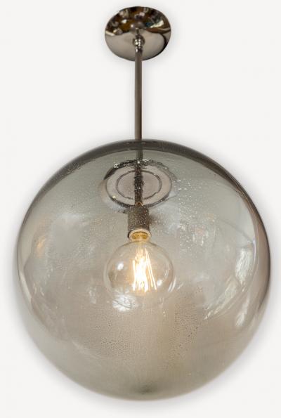 Very Large Italian Murano Glass Blown Grey Globe Chandelier or Pendant