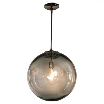 Very Large Italian Murano Glass Blown Grey Globe Chandelier or Pendant