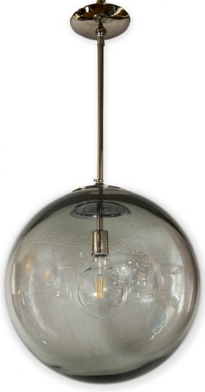 Very Large Italian Murano Glass Blown Grey Globe Chandelier or Pendant