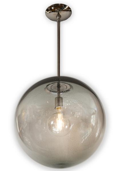 Very Large Italian Murano Glass Blown Grey Globe Chandelier or Pendant