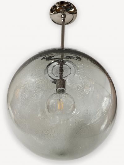 Very Large Italian Murano Glass Blown Grey Globe Chandelier or Pendant