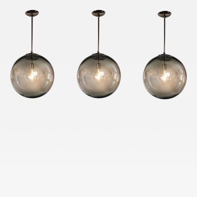 Very Large Italian Murano Glass Blown Grey Globe Chandelier or Pendant