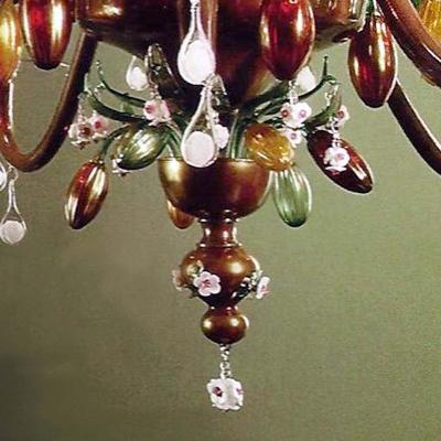 Very Large Multi Color Hand Blown Murano Venetian Glass Chandelier