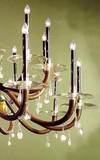 Very Large Multi Color Hand Blown Murano Venetian Glass Chandelier