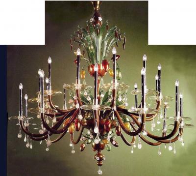 Very Large Multi Color Hand Blown Murano Venetian Glass Chandelier