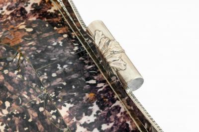 Very Large Plated High Border Tray Table Tortoise Shell Interior