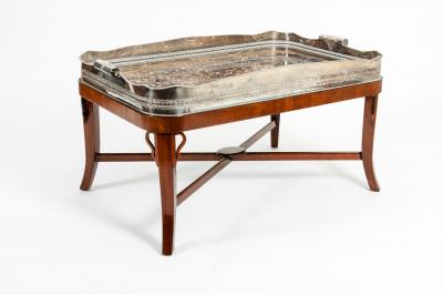 Very Large Plated High Border Tray Table Tortoise Shell Interior