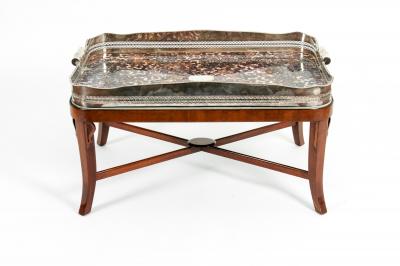 Very Large Plated High Border Tray Table Tortoise Shell Interior